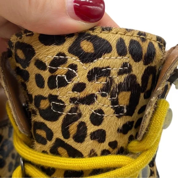 Sam Edelman Womens Shoes Tamia Combat Boots 7 Calf Hair Leather Leopard Lace Up - Picture 8 of 13